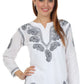 Sakkas Paisley Embroidered Cotton Long Sleeve Blouse