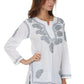 Sakkas Paisley Embroidered Cotton Long Sleeve Blouse