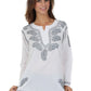 Sakkas Paisley Embroidered Cotton Long Sleeve Blouse