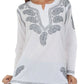 Sakkas Paisley Embroidered Cotton Long Sleeve Blouse