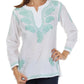 Sakkas Paisley Embroidered Cotton Long Sleeve Blouse