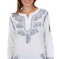 Sakkas Paisley Embroidered Cotton Long Sleeve Blouse