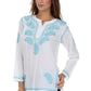 Sakkas Paisley Embroidered Cotton Long Sleeve Blouse
