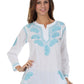 Sakkas Paisley Embroidered Cotton Long Sleeve Blouse