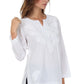 Sakkas Paisley Embroidered Cotton Long Sleeve Blouse