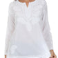 Sakkas Paisley Embroidered Cotton Long Sleeve Blouse