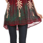 Sakkas Loonmiya Long Tall Embroidered Batik Sleeveless Tank Top Shirt Blouse Top