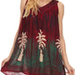 Sakkas Loonmiya Long Tall Embroidered Batik Sleeveless Tank Top Shirt Blouse Top
