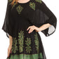 Sakkas Women's Embroidered Batik Gauzy Rayon Tunic Blouse