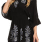 Sakkas Women's Embroidered Batik Gauzy Rayon Tunic Blouse