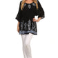 Sakkas Women's Embroidered Batik Gauzy Rayon Tunic Blouse