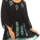 Sakkas Women's Embroidered Batik Gauzy Rayon Tunic Blouse