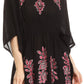 Sakkas Women's Embroidered Batik Gauzy Rayon Tunic Blouse