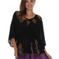 Sakkas Women's Embroidered Batik Gauzy Rayon Tunic Blouse