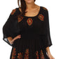 Sakkas Women's Embroidered Batik Gauzy Rayon Tunic Blouse