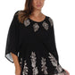 Sakkas Women's Embroidered Batik Gauzy Rayon Tunic Blouse