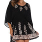 Sakkas Women's Embroidered Batik Gauzy Rayon Tunic Blouse