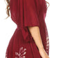 Sakkas Women's Embroidered Batik Gauzy Rayon Tunic Blouse