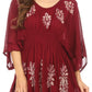 Sakkas Women's Embroidered Batik Gauzy Rayon Tunic Blouse