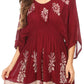 Sakkas Women's Embroidered Batik Gauzy Rayon Tunic Blouse