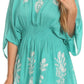 Sakkas Women's Embroidered Batik Gauzy Rayon Tunic Blouse
