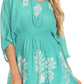 Sakkas Women's Embroidered Batik Gauzy Rayon Tunic Blouse