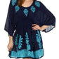 Sakkas Women's Embroidered Batik Gauzy Rayon Tunic Blouse