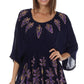 Sakkas Women's Embroidered Batik Gauzy Rayon Tunic Blouse