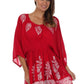 Sakkas Women's Embroidered Batik Gauzy Rayon Tunic Blouse