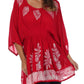 Sakkas Women's Embroidered Batik Gauzy Rayon Tunic Blouse