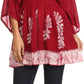 Sakkas Women's Embroidered Batik Gauzy Rayon Tunic Blouse
