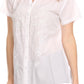 Sakkas Vinataey Long Floral Embroidered Short Sleeve Collar Button Down Shirt Top