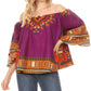 Sakkas Efua Wax Ankara Dutch African Print Pirate Casual Top Colorful