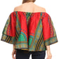 Sakkas Efua Wax Ankara Dutch African Print Pirate Casual Top Colorful