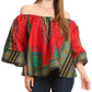 Sakkas Efua Wax Ankara Dutch African Print Pirate Casual Top Colorful