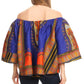 Sakkas Efua Wax Ankara Dutch African Print Pirate Casual Top Colorful