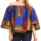 Sakkas Efua Wax Ankara Dutch African Print Pirate Casual Top Colorful