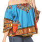Sakkas Efua Wax Ankara Dutch African Print Pirate Casual Top Colorful