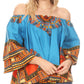 Sakkas Efua Wax Ankara Dutch African Print Pirate Casual Top Colorful
