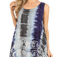 Sakkas Marin Women's Sleeveless Loose Boho Casual Tank Top Blouse Tie-dye & Batik