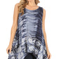 Sakkas Marin Women's Sleeveless Loose Boho Casual Tank Top Blouse Tie-dye & Batik