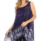 Sakkas Marin Women's Sleeveless Loose Boho Casual Tank Top Blouse Tie-dye & Batik