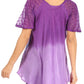 Sakkas Petra Women's Casual Loose Flared Corset Short Sleeve Lace Blouse Top Tunic