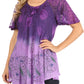Sakkas Petra Women's Casual Loose Flared Corset Short Sleeve Lace Blouse Top Tunic
