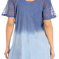 Sakkas Petra Women's Casual Loose Flared Corset Short Sleeve Lace Blouse Top Tunic