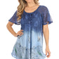 Sakkas Petra Women's Casual Loose Flared Corset Short Sleeve Lace Blouse Top Tunic