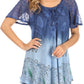 Sakkas Petra Women's Casual Loose Flared Corset Short Sleeve Lace Blouse Top Tunic