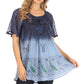 Sakkas Petra Women's Casual Loose Flared Corset Short Sleeve Lace Blouse Top Tunic