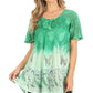 Sakkas Petra Women's Casual Loose Flared Corset Short Sleeve Lace Blouse Top Tunic
