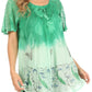 Sakkas Petra Women's Casual Loose Flared Corset Short Sleeve Lace Blouse Top Tunic